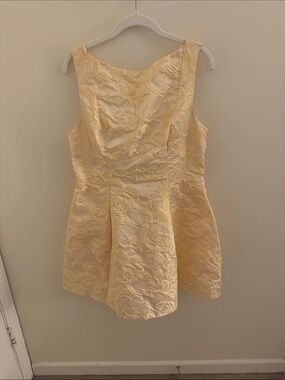 Hello Molly Pale Yellow Floral Jacquard Mini Dress